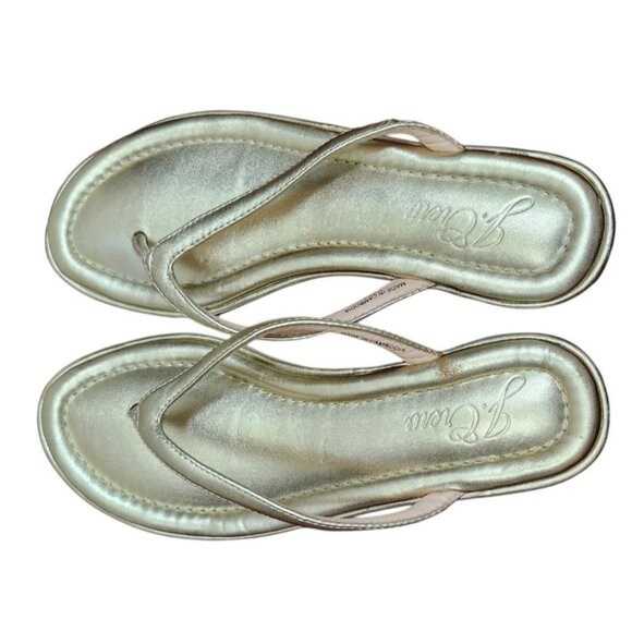 J.CREW FACTORY Women's Easy Metallic Gold Summer Flip-Flops sz 8 - Picture 6 of 10